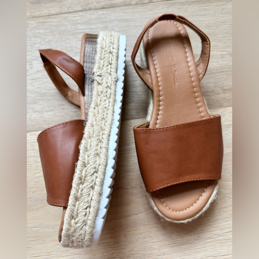 Brown Platform Slingback Sandals